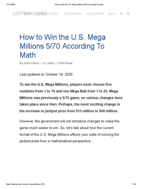 mega millions 5/70|How to Win Mega Millions According To Math .